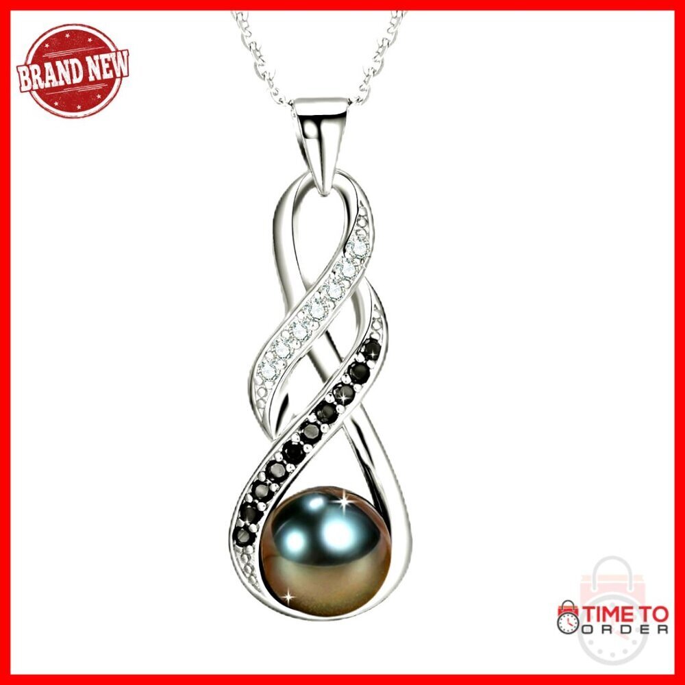 Tahitian Pearl Pendant Necklace 18K Gold Plated Sterling Silver Fine Jewelry